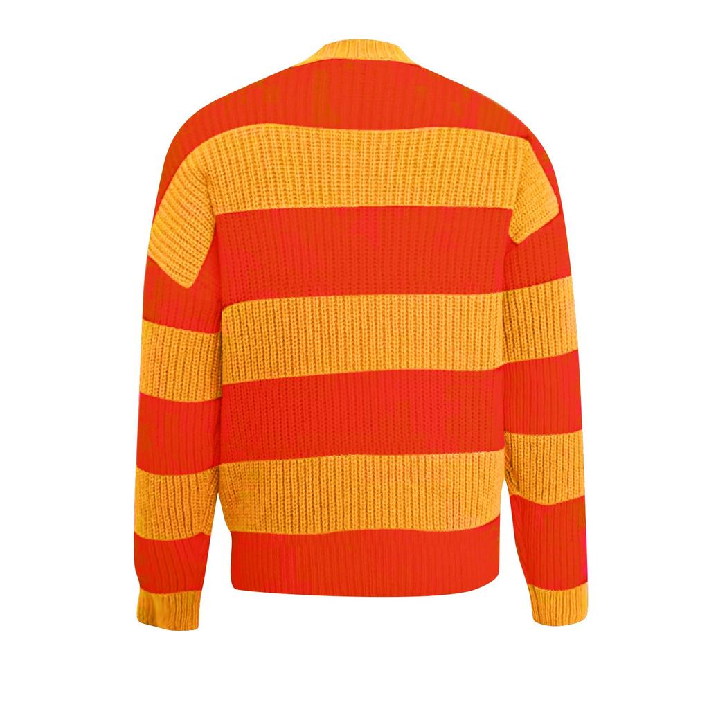 Women's Casual Striped Sweater Long-sleeved Pullover -neck Sweater Top
