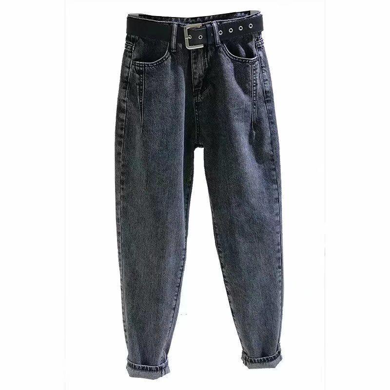 2025 Plus Size Women's Velvet Thickened High Waist Slimming Wide Leg Harem Jeans for Autumn and Winter.