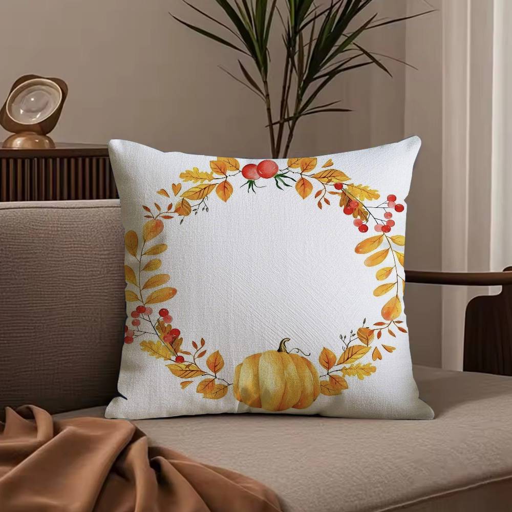 

Fall pillow cover pumpkin Bunny Pillow Case Anti-dustmite Pillowcase Invisible zipper silky short plush Sofa cushion cover 30cmx30cm