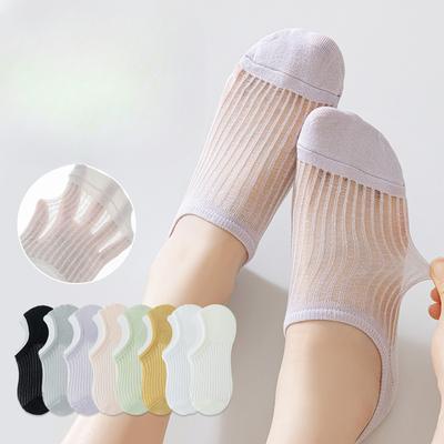 Damen Sommer Dünne Atmungsaktive Mesh Silikon Rutschfest Unsichtbare Niedrig Geschnittene Flache Bootsocken