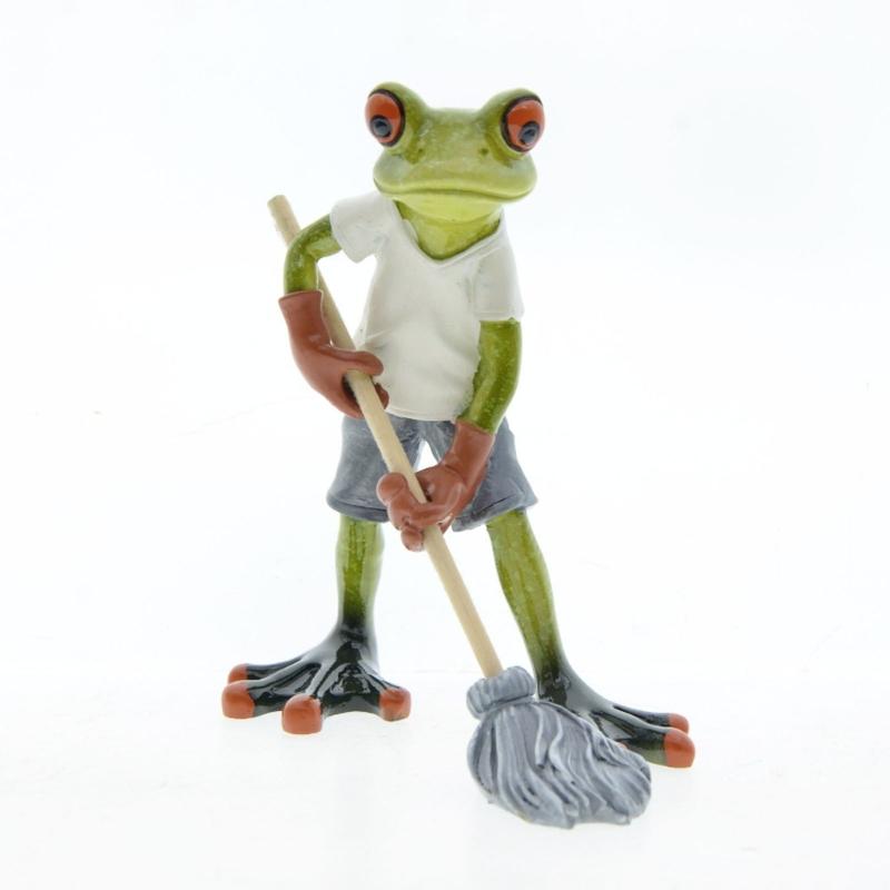 Frogs Statues for Garden Resin Mopping Frogs Figurines Outdoor Lawn Ornament Frogs Garden Statues Housewarming Gift