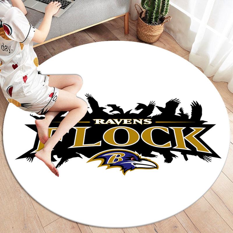 BaltimoreRavens Round Area Rug,Carpet Rug for Living Room Bedroom Sofa Playroom Decor,Non-slip Floor Mat