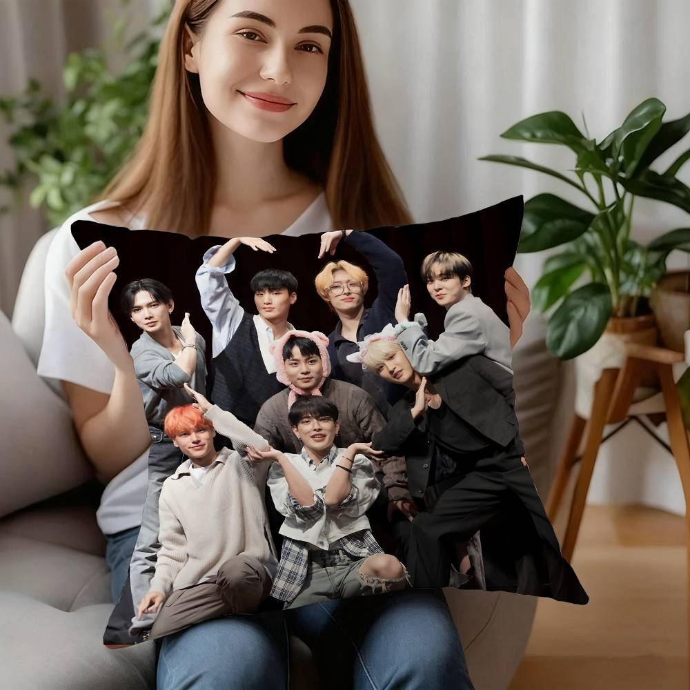 Kpop A-AteezS Pillow Case Short Plush Double-sided Print Square Throw Pillow Covers Sofa Home Cushion Decor