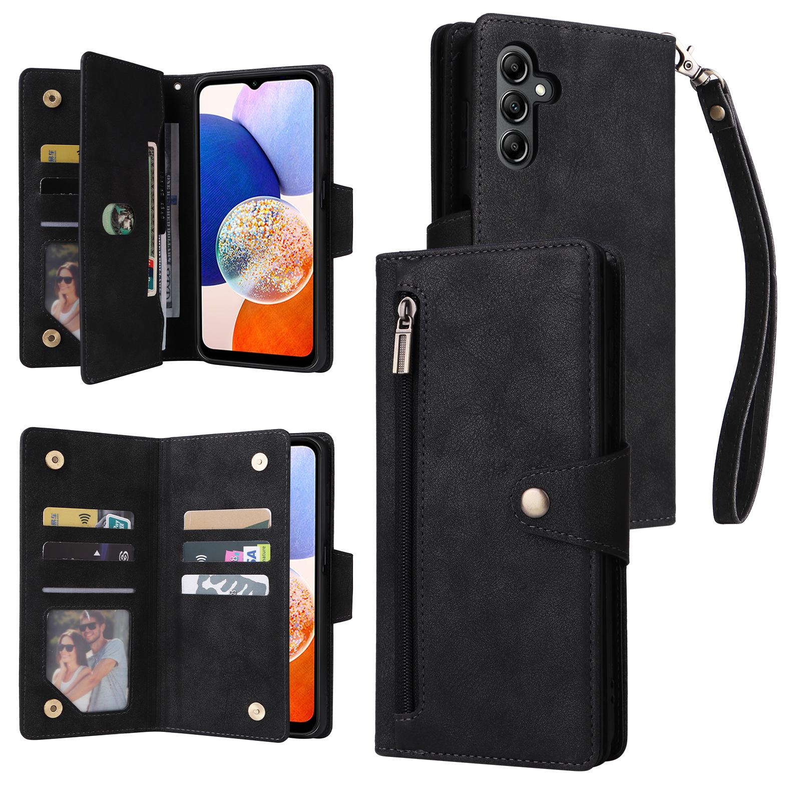 

For Samsung Galaxy A15 4G/5G Case PU Leather Handbag Wallet Phone Cover Rivet Decor Black