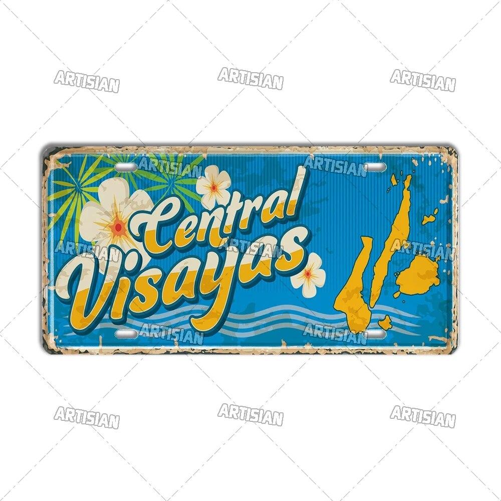 Artisian PHILIPPINES Malaysian License Plate City Metal Sign Landmark Decorative Vehicle Plate Wall Decor Garage Bar Pub Club