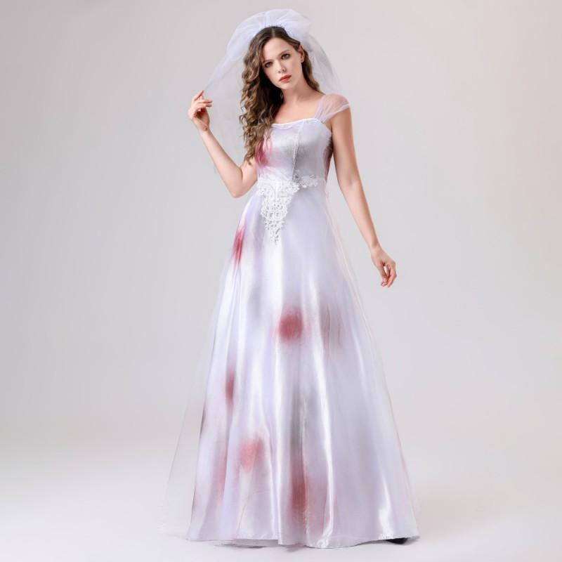 Halloween Ghost Bride Costume Womens Cosplay Dress Party Prom Role Play Outfit