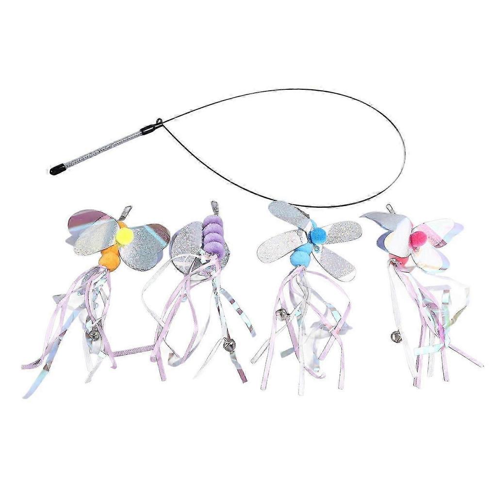 2025 Latest Model Cat Teaser Wand Toys Fun Interactive Cat Teaser Stick with 4pcs Replacea