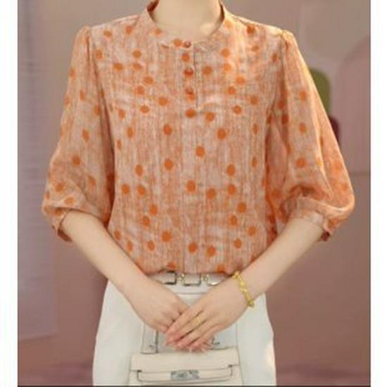 

Stylish Thin Lace Shirt for Middle-Aged Women, Spring/Summer T-Shirt Top L