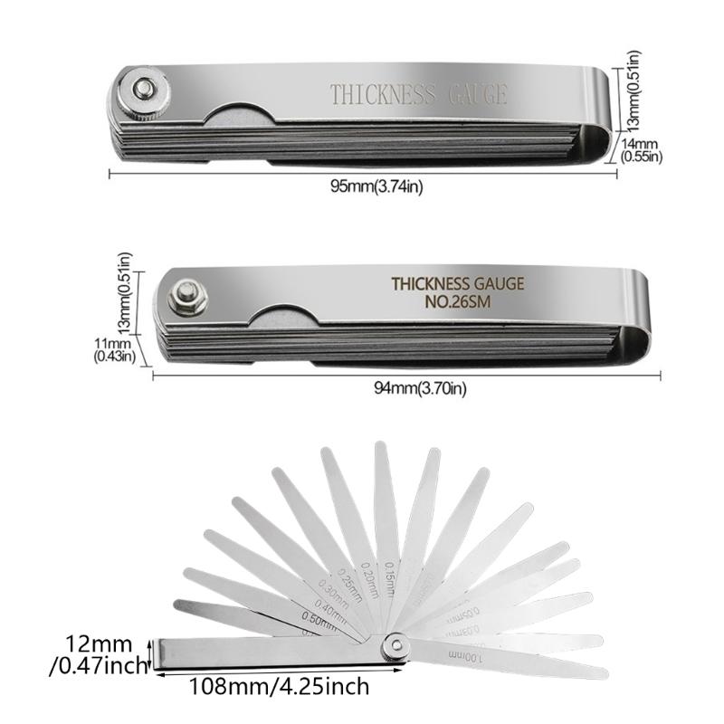 Feeler Gauge Set Stainless Steel Double Marked for Precise Measurement in Multiple Fields Engineering and Vehicle Repair