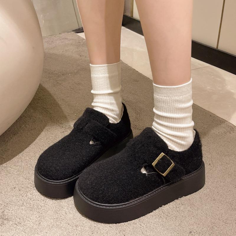 Thick-soled Velvet Women's Shoes New Autumn and Winter Retro Casual Velvet Snow Boots Cotton Shoes
