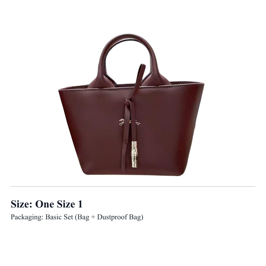 LONGCHAMP Le Roseau Calfskin Handbag Women's Burgundy Color 10278HIR109