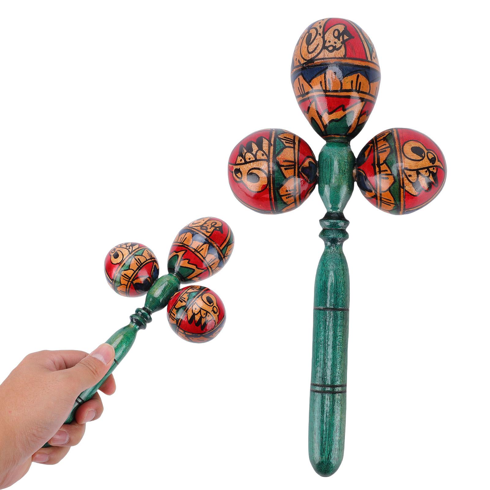 

African Musical Shakers Triple Head Maraca Hand Percussion Instrument with Comfortable Grip for Adults and Music Lovers