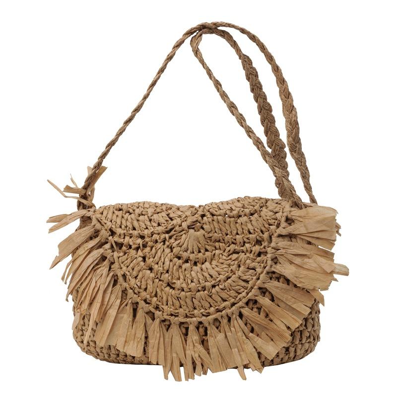 Nischen-Strohwebtasche Damen große Kapazität ausländischer Stil Schulter Umhängetasche Frühling kleine Tasche Damen Nischendesign kleine quadratische Tasche