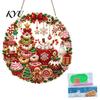 Hantverkspaket med jultema Jul Faux Diamantkonst Prydnad, DIY Jultomte Solfångare Kit, Strass Akryl Hängande Prydnader Julkrans