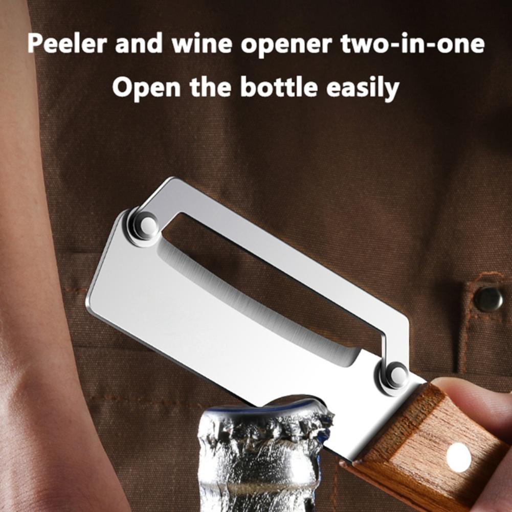 Multifunctional For Kitchen Peeler 2 in 1 with Stainless Steel Blade and Wooden Handle for Vegetables and Fruits