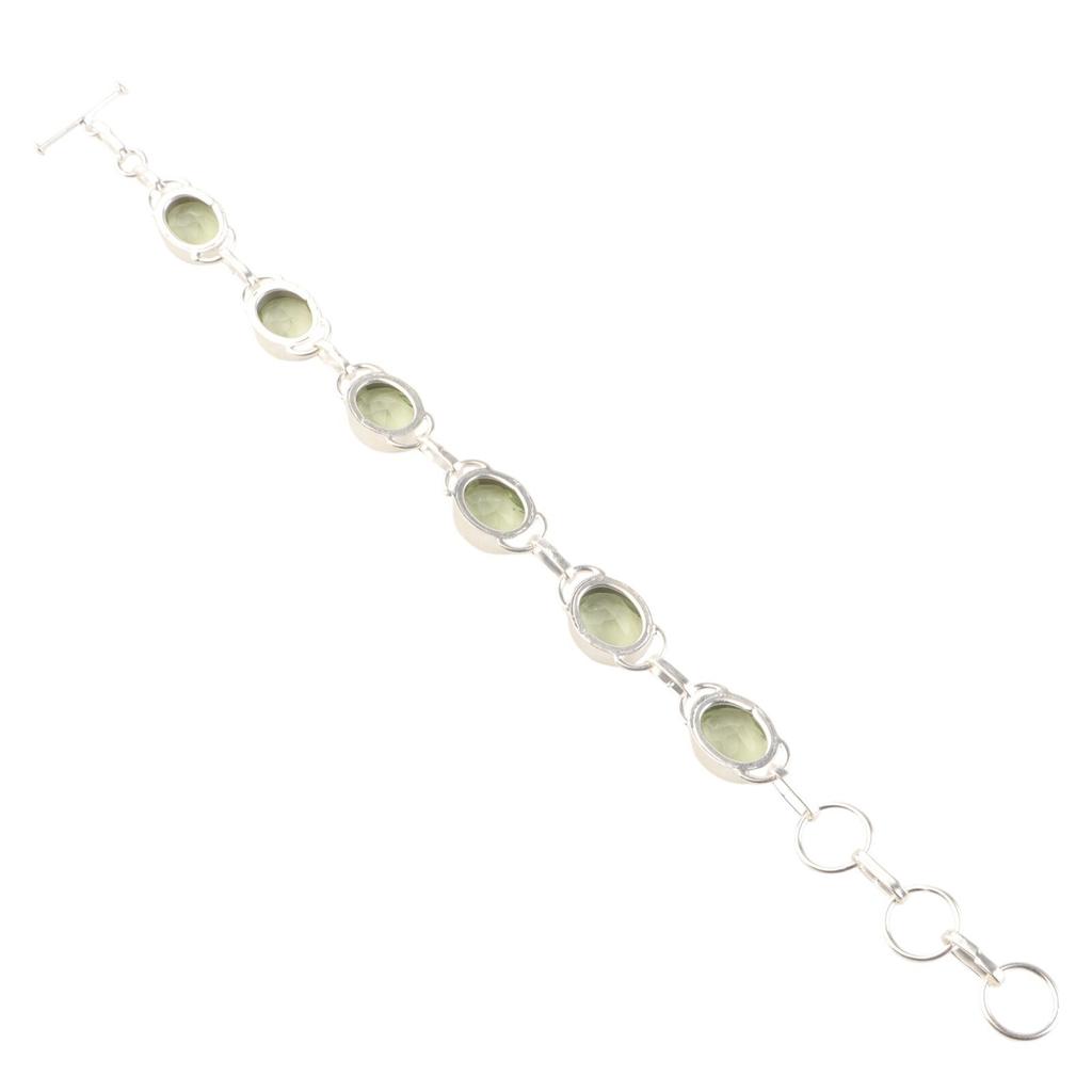 Green Amethyst Gemstone 925 Sterling Silver Jewelry Handmade Women's Bracelet 8" RB-10-4