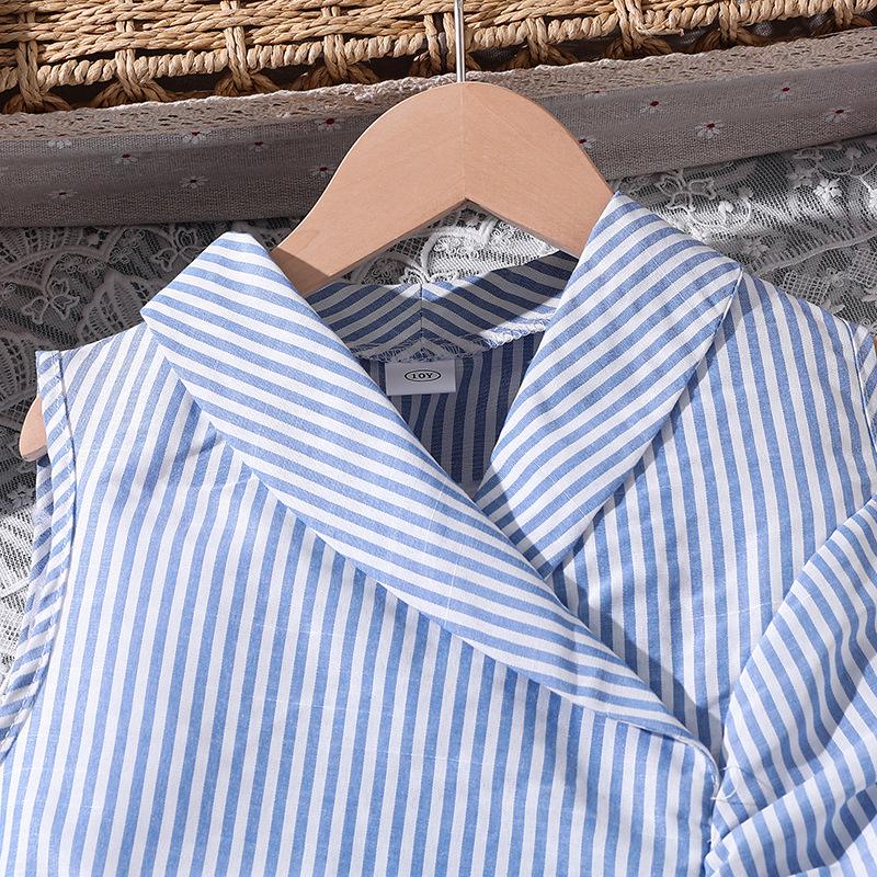 Spring/Summer 2026 Plus Size Women's Striped Sleeveless Shirt & Pants Set