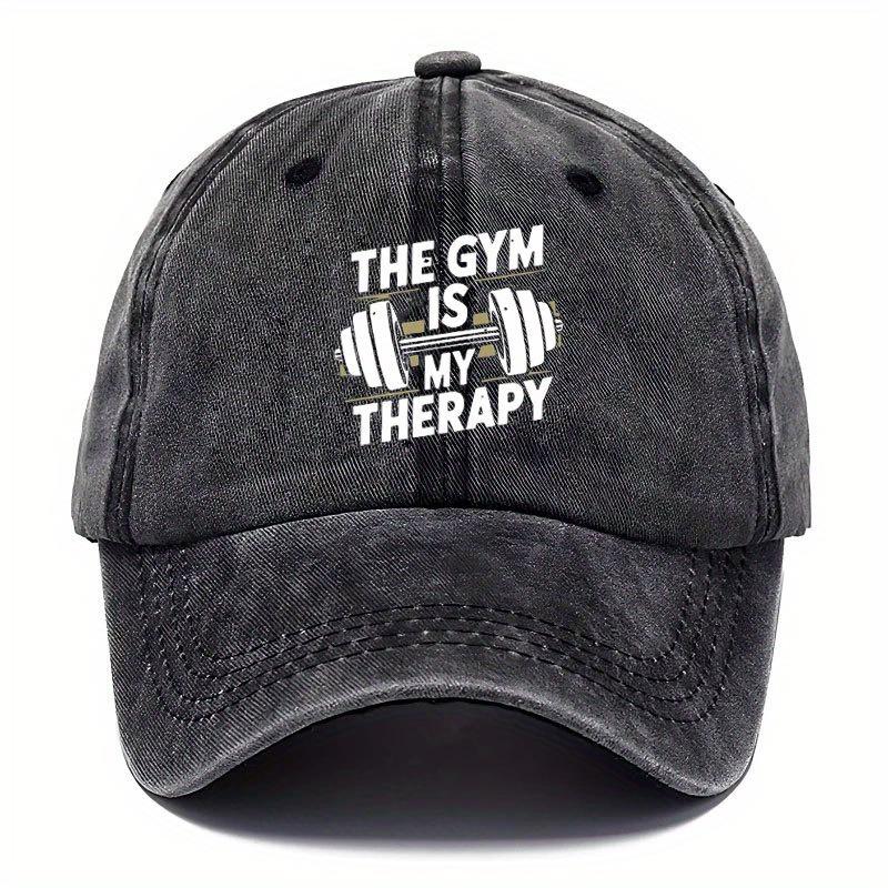 Mens Retro Fitness Baseball Cap Adjustable Dad Hat with The Gym Is My Graphic Durable NonStretch Fabric