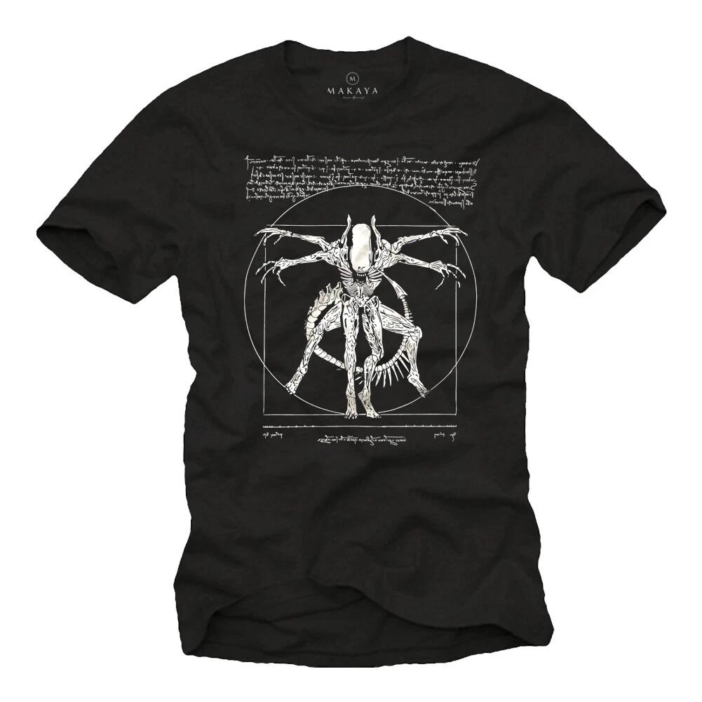 Da Vinci Men s T-Shirt with Alien Evolution - Men s Gamer Nerd Area 51 Shirt- M