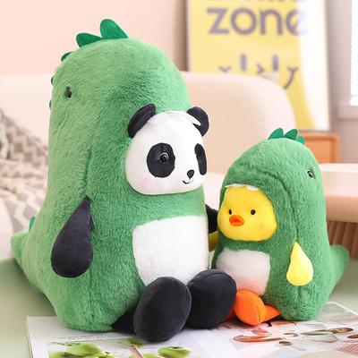 Cute Panda Transforms Into Dinosaur Doll Forest Animal Elephant Rabbit Plush Doll Children Sleep With Little Yellow Duck