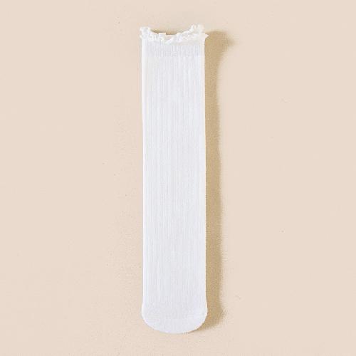 Autumn Children's Wooden Ear Long Tube Pile Socks Calf Socks Autumn and Winter Solid Color Vertical Over-the-knee Socks