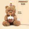 Happy Birthday Teddy Bear Plush Toy 30cm with Cake & Hat, Cuddly Stuffed Animal for Kids Adults Christmas Birthday Party Gift