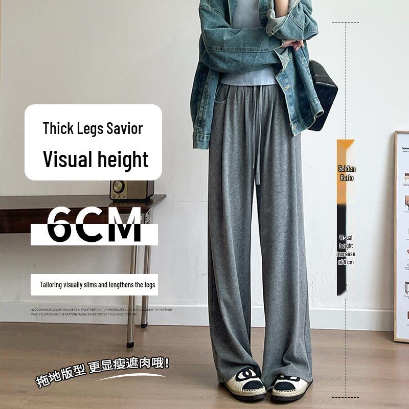 

Women s 2025 High-Waisted Gray Wide-Leg Sweatpants - Petite Fit for Spring & Autumn XL (116-125 lbs)