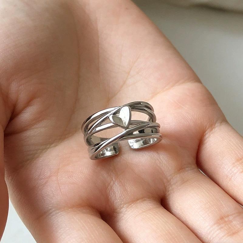 Retro Mehrschichtiger Herzring für Damen - Einzigartig, Öffnungsfähig, Hip-Hop-Stil, Perfekt für den Zeigefinger