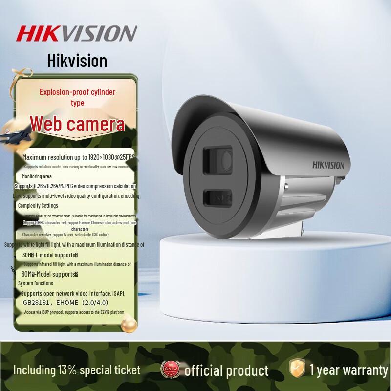 

Hikvision 2MP Explosion-proof Surveillance Camera CN plug (adapter included)