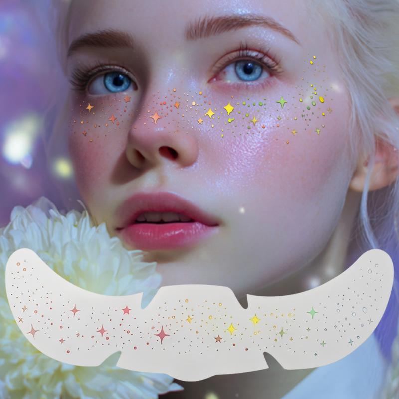 1 Sheet Glitter Freckles Holographic Stickers Waterproof Heart Freckle Temporary Tattoo Stickers Face Makeup