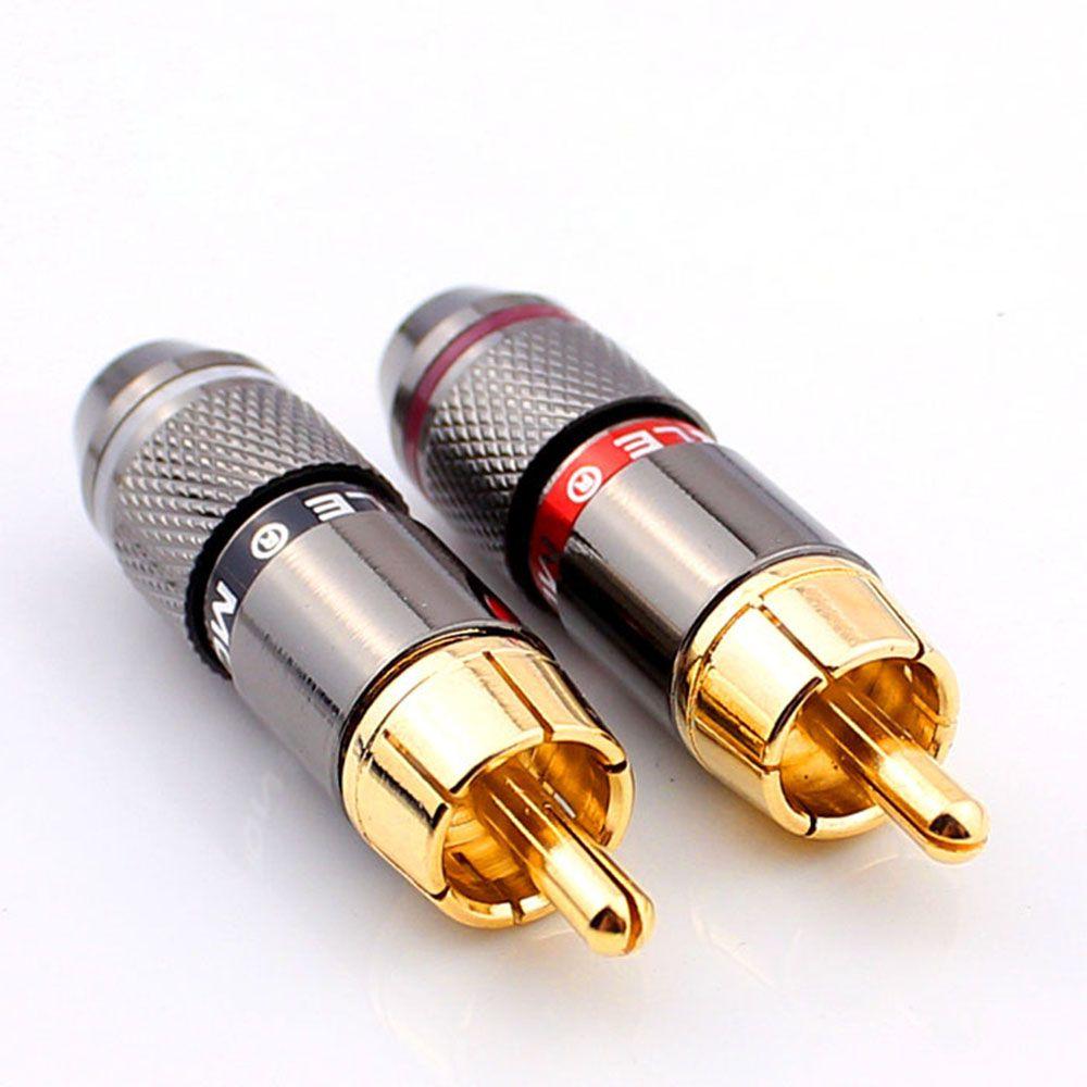 HI-FI 6mm RCA Male Adapter Cable Wire Connector Gold Plated RCA Plug