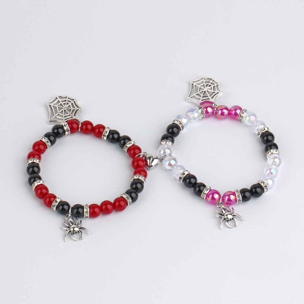 Valentine s Versatile Spider Heart Magnetic Bracelet - Elastic Beaded Couple Jewelry