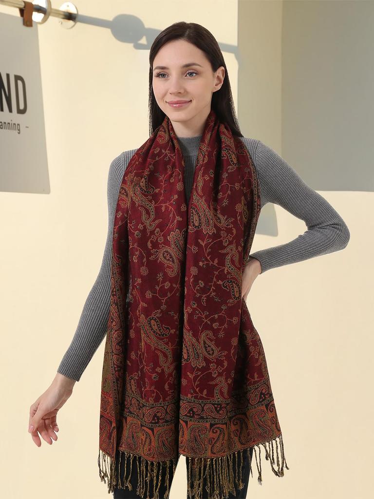 Paisley Pashmina Jacquard Scarf Luxury Women Cashew Printed Silky Shawl Wrap Flowers Borders Winter Warm Echarpe Female Foulard