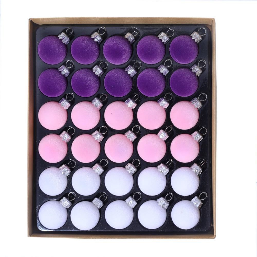 

3cm 30pcs Mini Christmas Ball Flocking Velvet Balls Christmas Tree Ornaments Multi-color Xmas Balls New Year Party Decoration фіолетовий