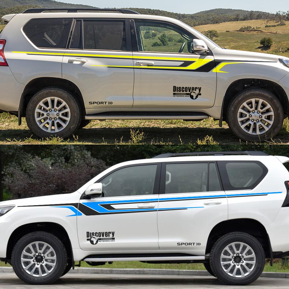 2PCS Sport Car Door Waist Lines Stripes Vinyl Decal For Toyota Prado Land Cruiser Auto Body Door Side Decor Stickers Accessories