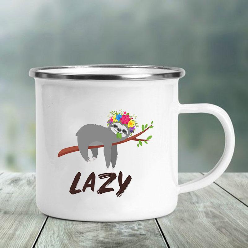 Cute Animal Letter Print Mugs Creative Glass Coffee Tea Cup Personalized Gifts Enamel Mug Kawaii Drinkware Cofee Cups Friends