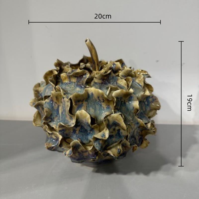 Ceramic Handicrafts Simulated Apple Sculpture Three-dimensional Pleated Shape Petal Shape Apple Decorative Figurines