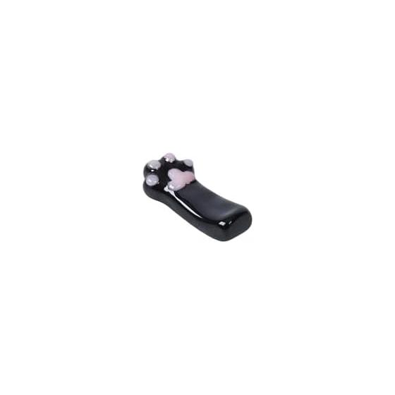 Chopstick Rest, Cat Paw, Black Glass, Cute Black Cat Accessory, Cutlery Rest, 4.2cm