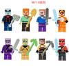 8pcs/lot Minecrafte Creeper Small Building Blocks EnderDragon DIY Steve Cube Skeleton Horse Figures Mini Building Block For Kids