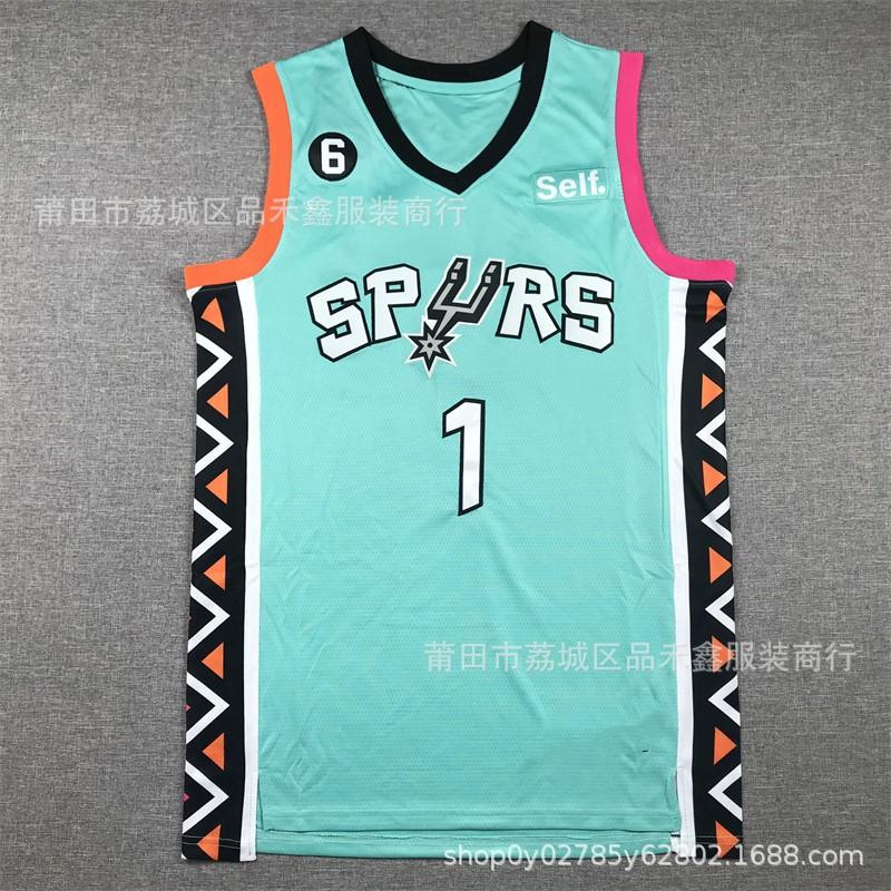 Mens Womens Basketball Jersey Green White Black Embroidered NBA San Antonio Spurs Wembanyama 1 Youth Adult Size