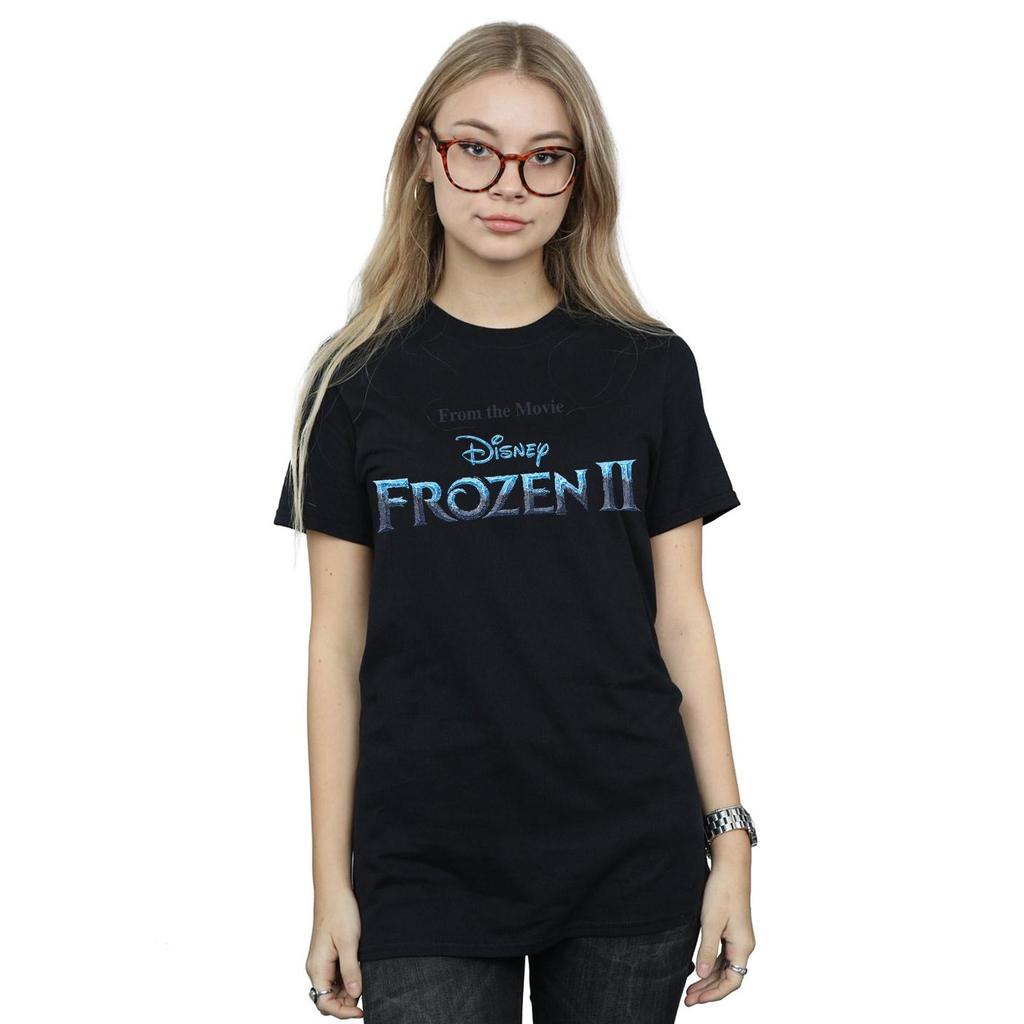 Disney Womens/Ladies Frozen 2 Movie Logo Cotton Boyfriend T-Shirt