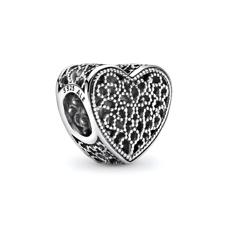 Pandora Hollow heart-shaped jewelry accessories for men and women, couple style, silver 791811