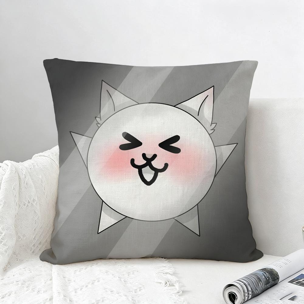 Game The Battle Cats Cushion Cover Natural Linen Pillowcase Set AllinOne Decor for Sofa Bedroom Chair