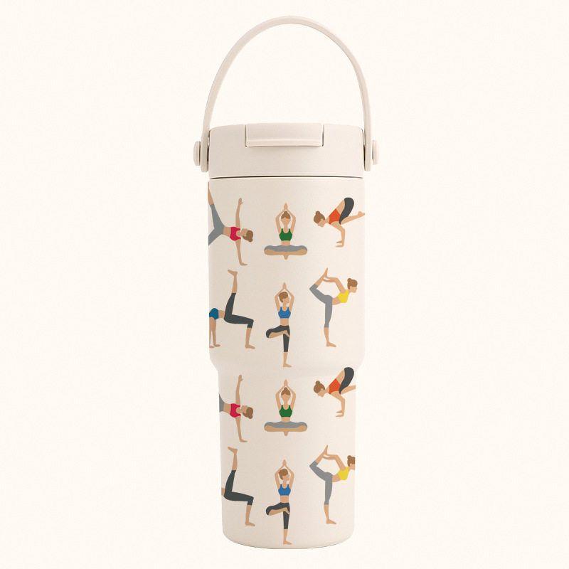 Ceramic Inner Coffee Cup with Handle, Large Capacity Thermos Cup, Portable Car-Mounted 30oz Car Ice Cup