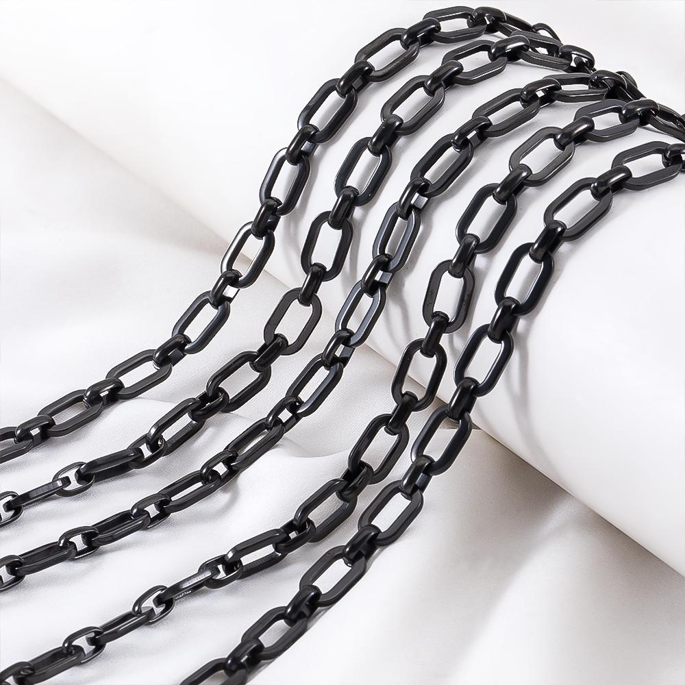 1M Black Plating Stainless Steel Square Rolo Cable Link Chain DIY Men Necklace Bracelet Chains Jewelry Making Supplies No Fade