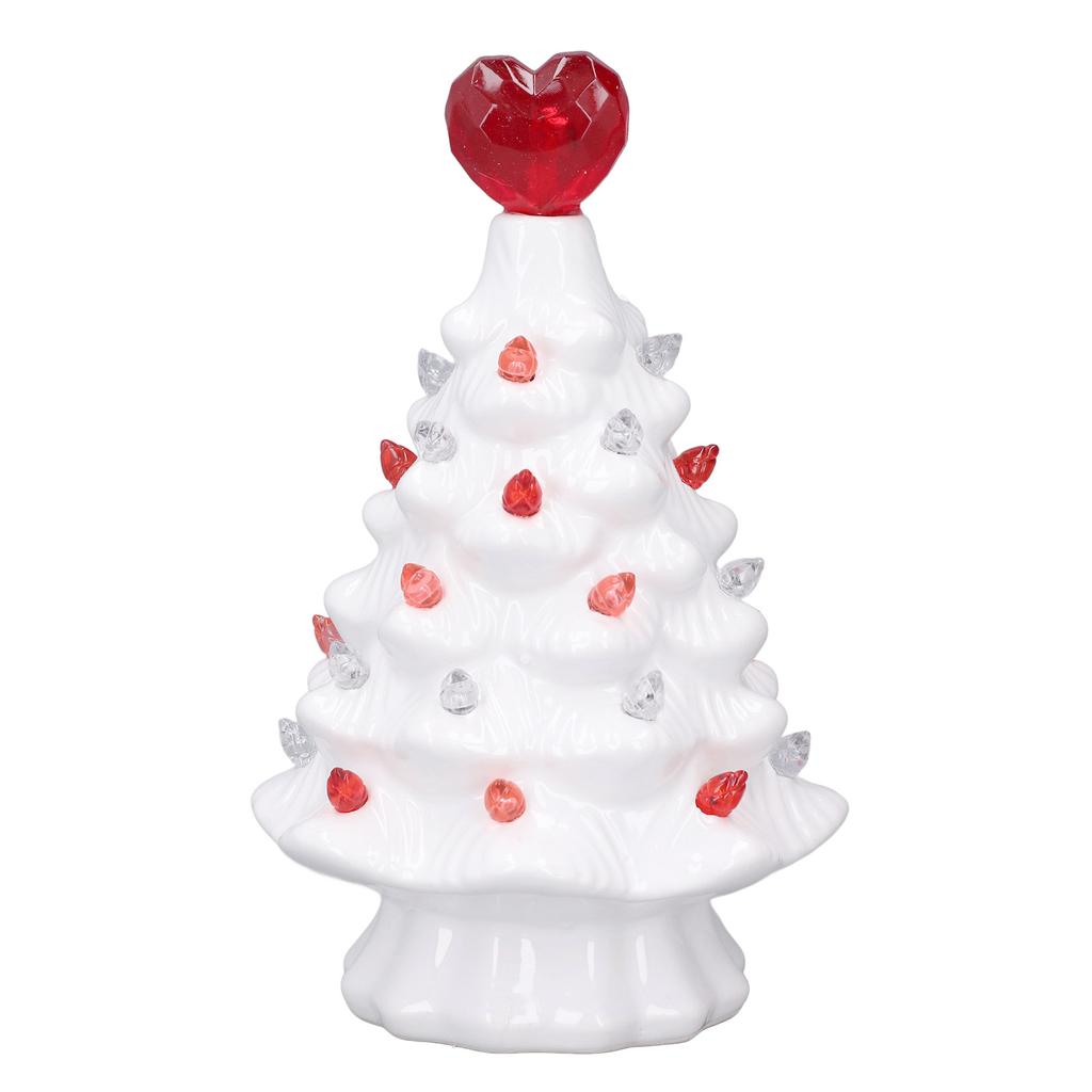 White Ceramic Tree LED Light Up Tabletop Tree Heart Topper Vintage Retro Centerpiece for Holiday Par