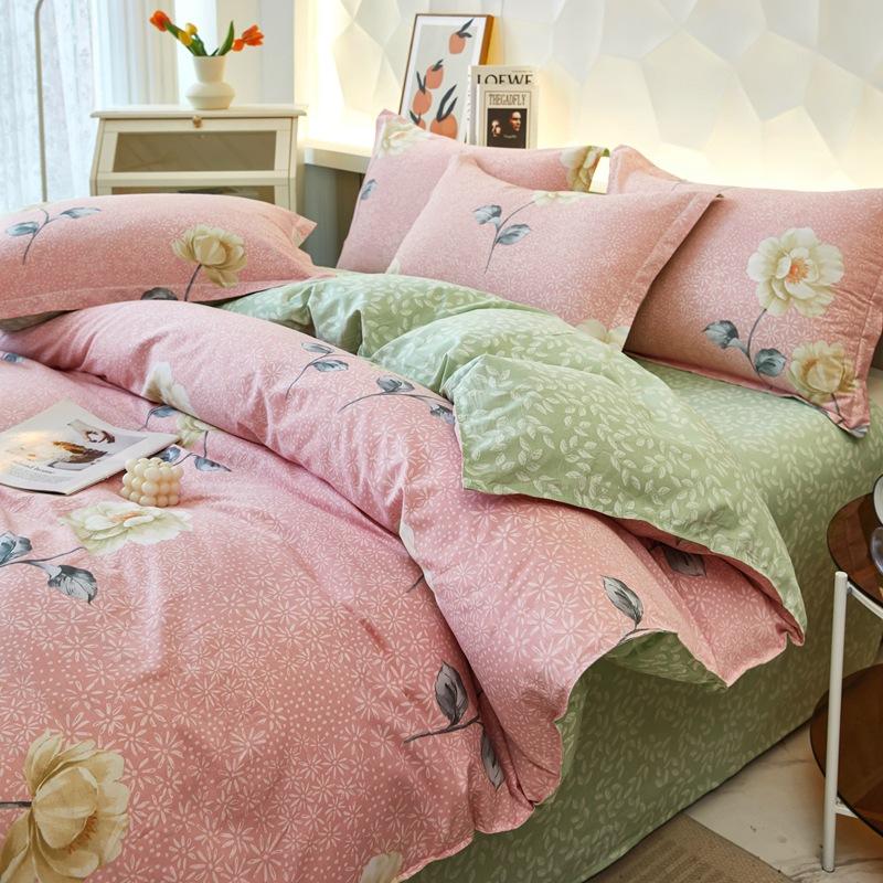 Printed Pure Cotton Student Dormitory Three-piece Four-piece Single Quilt Cover Sheet Pillowcase Duvet Cover
