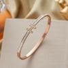 Luxurious Rose Gold Titanium Steel Bracelet with Starry Diamond Inlays & Colorfast Mother of Pearl for Women