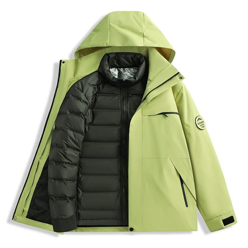 Men Women 3-in-1 Waterproof Windproof Hiking Jacket With Fleece Inner Removable Outdoor Mountaineering Coat