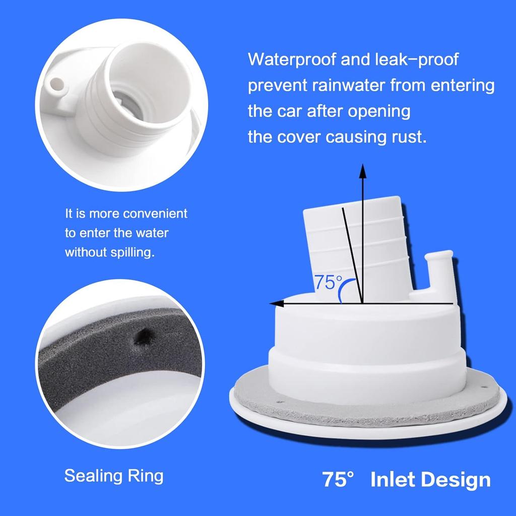 Wohnmobil Frischwasser-Einfüllstutzen Ersatzklappe Schwerkraft-Wasserbefüllkappe mit 2 Schlüsseln für Wohnmobil-Tanks Wohnwagen Wohnmobil Anhänger Wohnmobile Teile (Weiß)